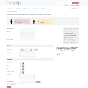 Account anlegen Crazyslip